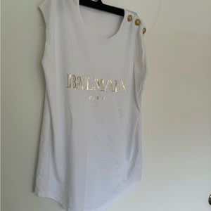 Balmain Logo Tank Top w Button Detail